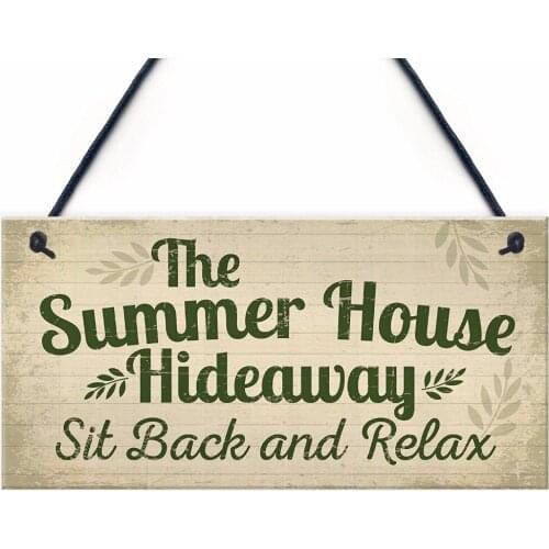 Meijiafei Garden Sign The Summer House Novelty Plaque Garden Shed Sign Friendship Gift 10" x 5"