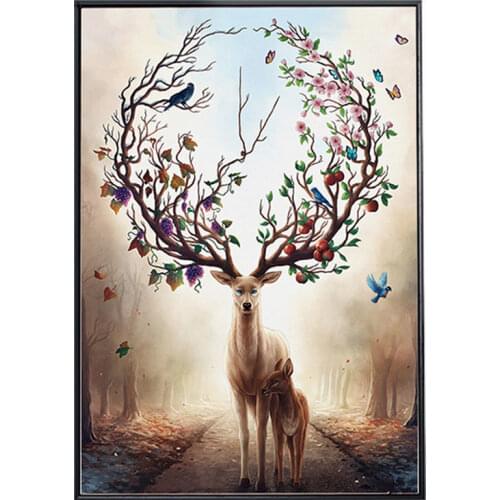 Deer Mother Children Animal Embroidery Needlework Crafts 14CT Unprinted DIY Quality Cross Stitch Kits Handmade Arts Decor