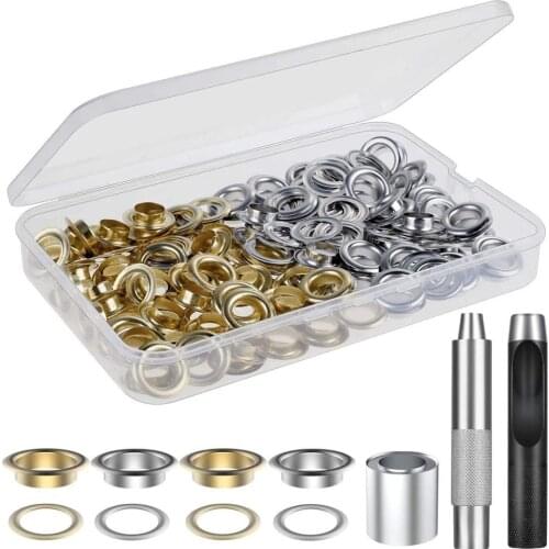 120 Set 1/2 Inch Grommet Tool Kit with 3 Pcs Installation Tools for Fabric, Canvas, Curtain, Clothing, Leather(Sliver+Gold)
