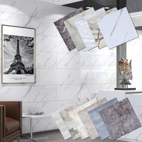 30*30cm Marble Tile Self-Adhesive Stickers for Wall Floor Bathroom Wallpapers DIY Bedroom TV Backdrop Home Decor