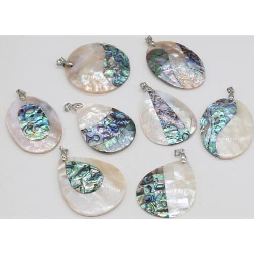 Natural Mother of Pearl Shell Pendant Natural Splicing Abalone Shell White Shell Charms for Jewelry DIY Making Necklace Women