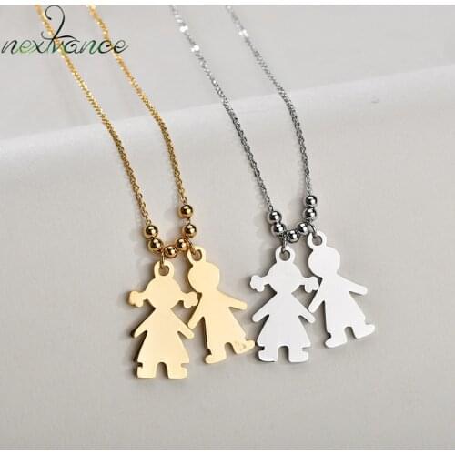 Nextvance Boy Girl Lover Engrave Name Date Necklace Figure Nameplate Pendant Top Quality for Baby Birthday Anniversary Gift