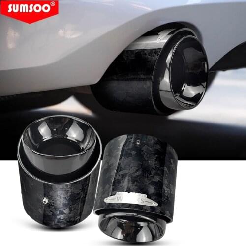 Genuine SUMSOO 1PCS Black Chrome and Forged Carbon Fiber Muffler Tip Fit for Mini Cooper Exhaust Tip R55 R56 R57 R58 R59 R60 R61