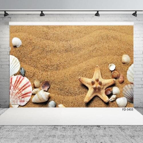 Sand Ripple Starfish Shell Photo Backdrop Vinyl Cloth Background for Children Pets Toy Baby Shower Photophone Photography Props