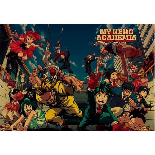 Janpnese Anime Poster My Hero Academia Retro Posters Kraft Wall Paper High Quality Painting for Home Decor Wall Stickers