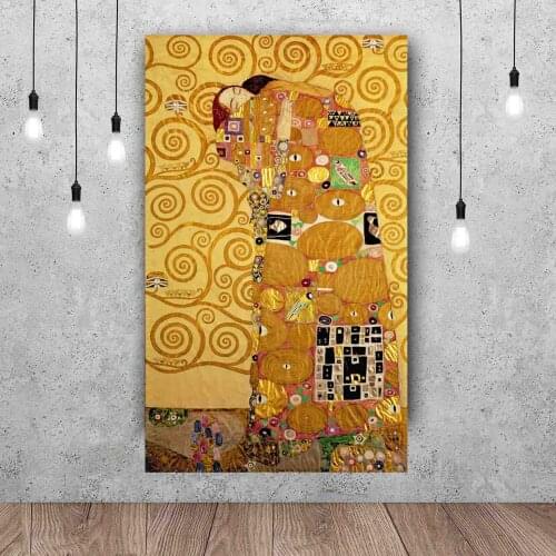 Gustav Klimt Kiss Painting Printed On Canvas Wall Prints And Posters Art Prints for Living Room Home Decor Unframed
