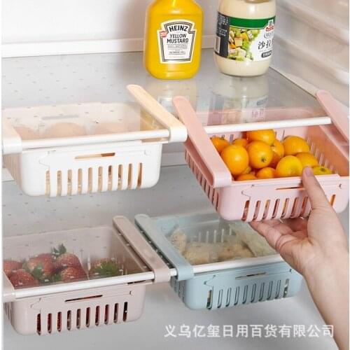 Style adjustable retractable refrigerator storage box drawer basket refrigerator pull drawer fresh compartment storage rack