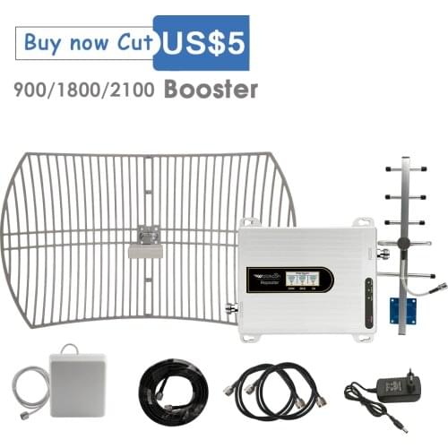 24 dBi Grid Antenna+8 dBi Yagi antenna For 900/1800/2100 Tri Band Mobile Signal Repeater 2g 3g 4g Booster GSM DCS UMTS Amplifier