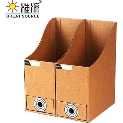 Drawer Foldaway File Holder Kraft Desk Top Organizer Magazine Bookend Corrugated File Holder Office Stationery (4PCS)