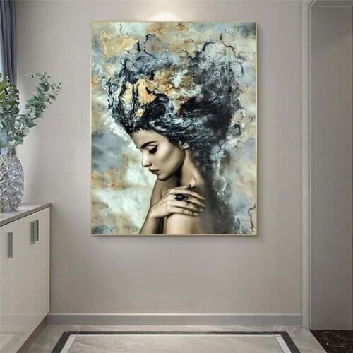 Modern Fashion Woman Poster Big Large Figure Paintings Decoration Pictures On Wall Loft Abstract Wall Art for Interior