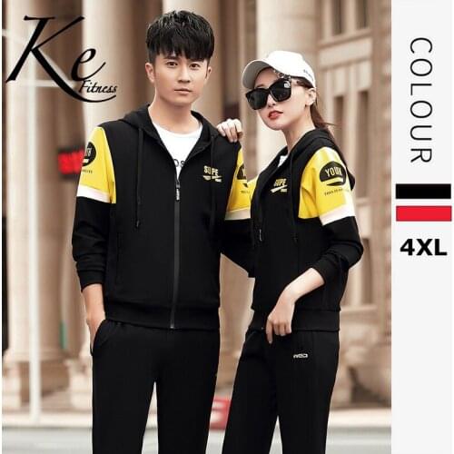 KE Sports suit mens spring 2021 new casual couple three-piece suit spring autumn Korean trend sportswear men sports set women