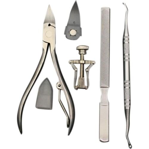 Cuticle Remover Kit Nail Clipper Trimmer for Cuticle Ingrown Nails Pedicure & Manicure Corrector Fixer Foot Care Tool Silver