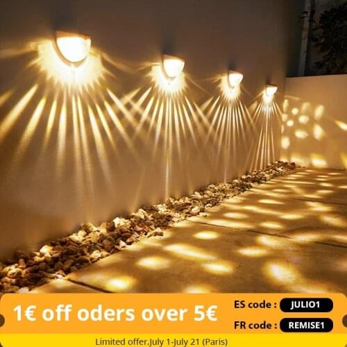 LED Solar Lamp Garden Fence Decor Wall Lamp Semicircle Steps Aisle Courtyard Landscape Light IP65 Waterproof Outdoor Solar Light