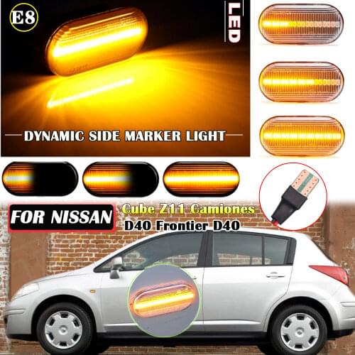 LED Dynamic Car Side Marker Lights Repeater Signal Lights For Nissan Tiida C11 Note E11 NE11 Micra K12 NP300 Navara D40 Qashqai