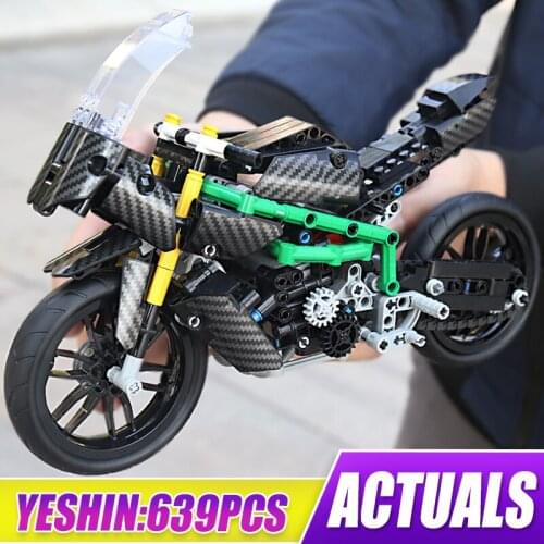 Mould King High-Tech Racing Car Motorbike Off-road Technology H2R Motorcycle Vehicle Building Blocks Car Toys Children Gifts