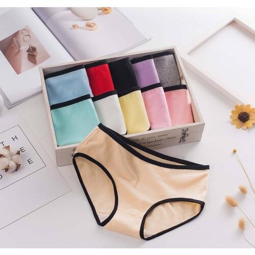 New Womens Panties Pure Cotton Underwear Sexy Thin Womens Underpants Girls Briefs Seamless Solid Color Briefs Lingerie Female