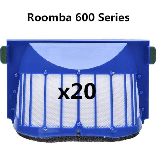 20pcs Accessories Hepa Filter For Irobot Roomba 600 621 630 640 650 660 670 680 690 Roomba600 Robotic Vacuum Cleaner Spare Part