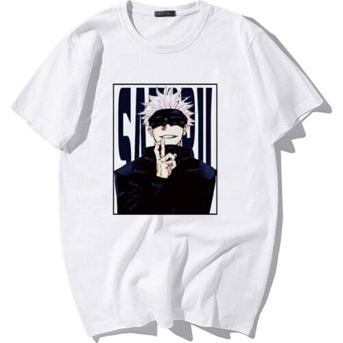 Womens T-shirt Anime Manga Gojo Satoru Jujutsu Print Vintage Cartoon T Shirt Femme Tee Harajuku Hip Hop Punk Loose Clothes Tops