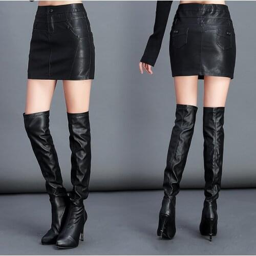 2020 new spring ladies pu leather skirt slim skirt autumn ultra short skirt female high waist zipper skirt short winter women