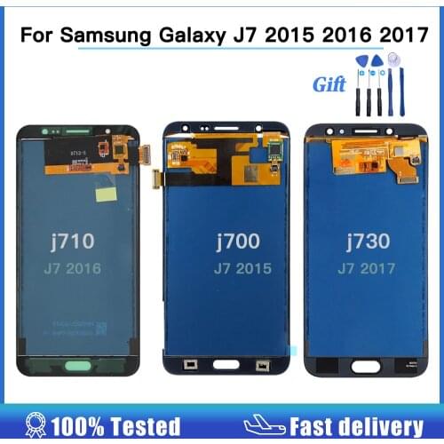Can adjust brightness LCD For Samsung Galaxy J7 2017 2016 2017 J720 J700 J710 LCD Display Touch Screen Digitizer Assembly +Tools