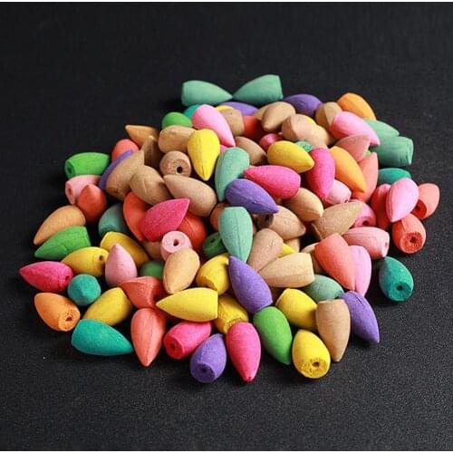 100PCS Smoke Tower Bouquet Natural Reflux Tower Incense Sandalwood Jasmine Lemon Lavender Smoke Cone Backflow Incense Bullet