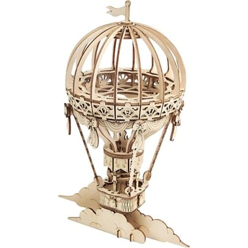 140pcs Hot Air Balloon Three-Dimensional Puzzle Handmade DIY Wooden Assembly Desktop Ornaments Model Assembling Toy Home Decor