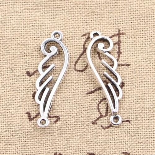 20pcs Charms Angel Wings Connector 33x10mm Antique Silver Color Plated Pendants Making DIY Handmade Tibetan Silver Color Jewelry