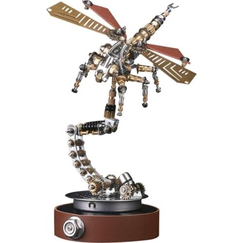 2020 Metal Insect Puzzle Dragonfly Bee Model Building Kits 3D DIY Mechanical Assembly with Phone Base Stand