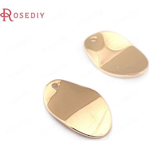 33647)20PCS 18*11.5MM 24K Gold Color Brass Arc Surface Oval Shape Charms High Quality Diy Jewelry Findings Accessories