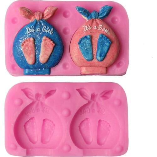 3D Child Baby Feet Chocolate Cake Decorating Tools DIY Baking Fondant Silicone Mold Footprint Kitchenware Bakeware Mold