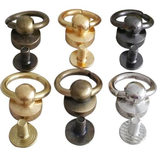 50Pcs 9*6mm/8*5mm Metal Case With Round Ball Nail Case With O Ring Rvets And Points in Leather With Accessory For Decoration