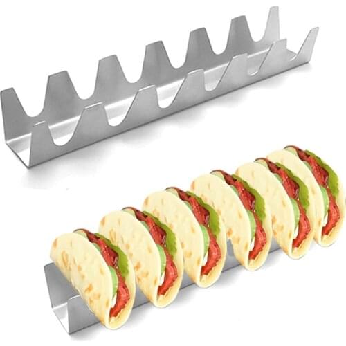 6 Holds Taco Holder Stainless Steel Taco Stand Tray Mexican Food Rack Shells Burrito Tortilla Plate Tray Food Holder Rack Shell