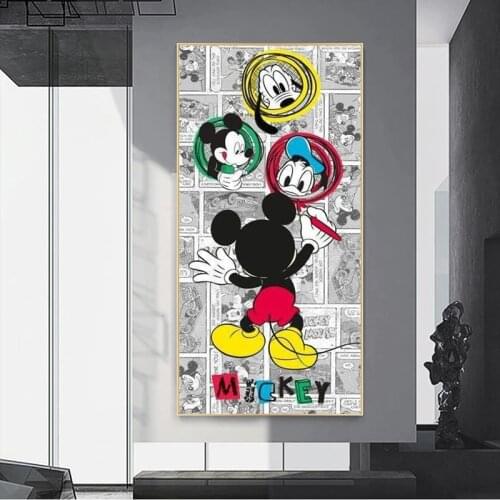 Disney Abstract Cartoon Minnie Mickey Canvas Painting Posters and Prints Wall Art Pictures for Kids Room Home Decoration Cuadros