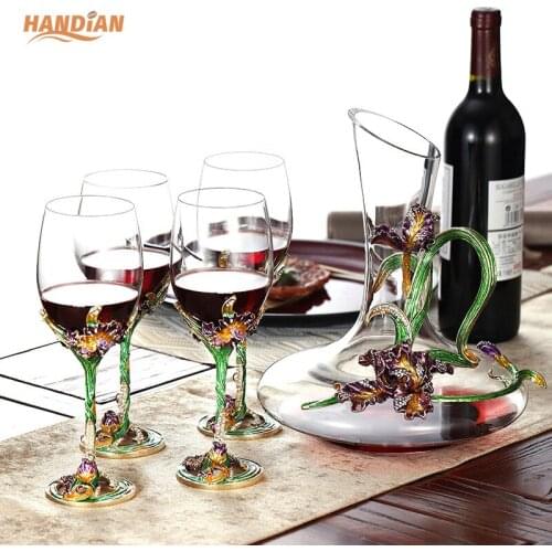 Free shipping A high-footed glass wine glass set crystal glass with wine gift box decanter bottle