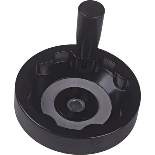 Black Plastic Diameter 125mm Hole 12mm Lathe Milling Machine Inside Ripple Hand Wheel With Revolving Handle Grip