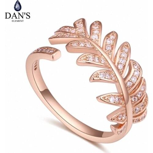 DANS Element Brand Real AAA Zirconia Micro Inlays Rose Gold Color Ring Party For Women Valentine Gift 129802