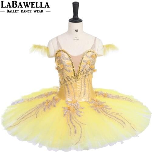 Child Yellow Gold Ballet Tutu Flower Fairy For Performance BT9164 Women Pancake Professional Platter Stage Ballerina Tutus