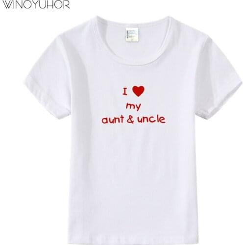 I Love My Aunt And Uncle Letter Printed T Shirt Kids Funny Boys Girls T-shirt Summer Baby Short Sleeve Tee Tops