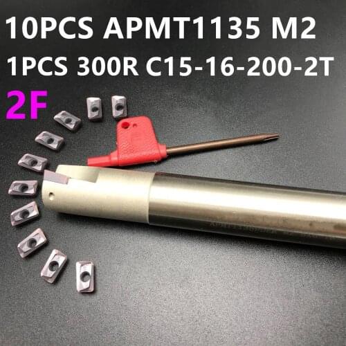 1PCS BAP300R C15-16-200-2T HSS inner diameter indexable shoulder milling cutter bar + 10PCS APMT1135 lathe tool BAP turning tool