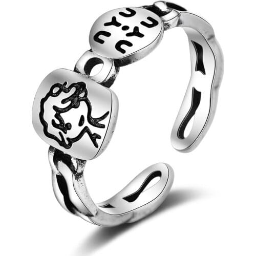 925 Sterling Silver Sweet Little Boy Letter Personality Lady Finger Party Open Ring Promotion Wedding Gift Drop Shipping