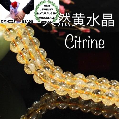OMHXZJ Wholesale ZB10 4 6 8 10 12 14mm DIY Bracelet Necklace Jewelry Making Accessories Natural Stone Fine Citrine Round Beads