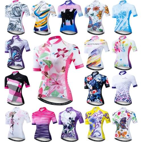 KEYIYUAN Summer Retro Cycling Jersey Woman Short Sleeve MTB Clothing Bike Cycle Top Mountainbike Kleding Dames Mallots Ciclismo