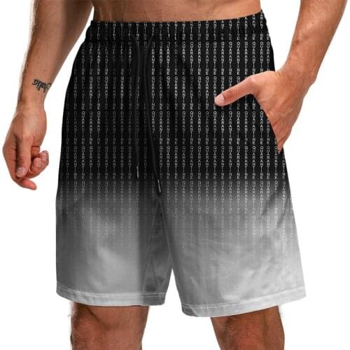 2021 Summer New Letter Stripe Gradient Series 3D Printed Shorts Loose Beach Pants Fashion Casual Breathable Shorts Men