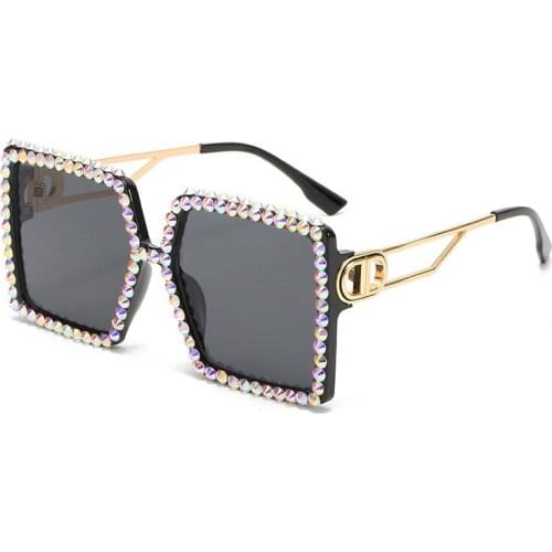 Fashion Diamond Square Sunglasses Women Fashion Summer Outdoor Sun Glasses Black UV400 Oculos De Sol