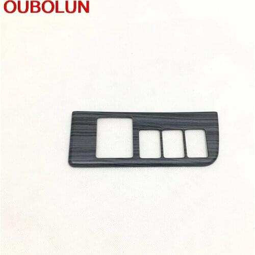 OUBOLUN ABS Wood Paint Black Interior For Toyota RAV4 2016 2017 2018 Rear View Mirror Adjust Non-slip Switch Cover Trim Styling