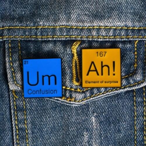 Periodic Table of Elements Pin Meme Ah Um Science Chemistry Enamel pin Badges Brooches Denim jackets Blouse Backpack Accessories
