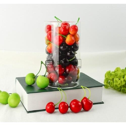 Festive Artificial Decorations Color Foam Simulation Mini 3D Double Cherry Imitation Model Fruit Props Decoration 10pc/lot
