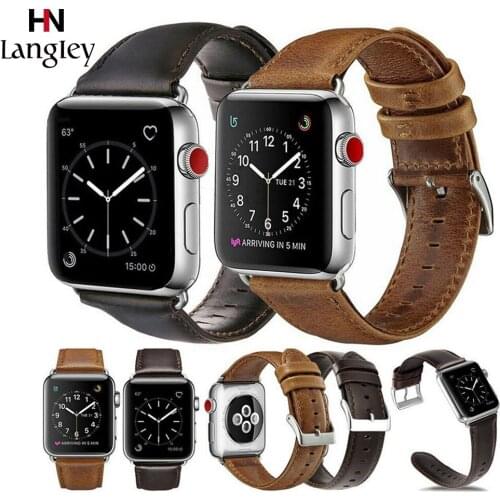 Genuine Leather Watchband For Apple Watch 38 /42mm iwatch 1/2/3/4/5 40mm/44mm Strap High Quality Watch Bands Watches Accessories