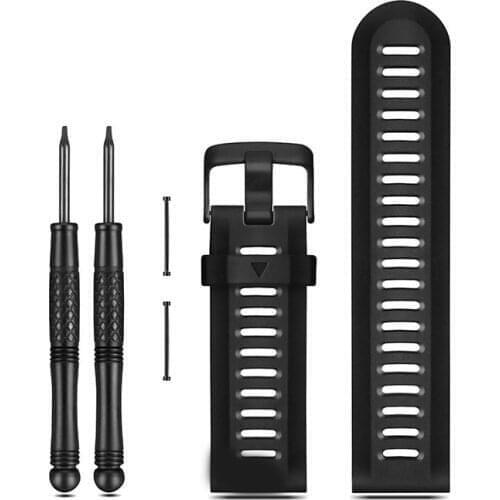 26mm Black Metal Watchband Generic Fashion Sport Silicone Watch Strap Bracelet Wrist Waterproof Bracelet Band With Screwdriver