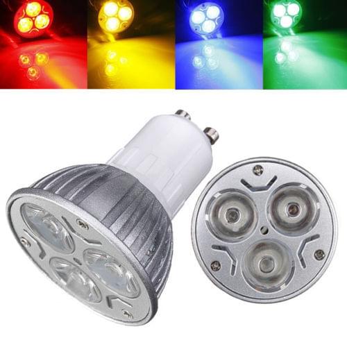 10PCS Big Promotion GU10 3 LED Energy Saving Spotlight Down Light Home Lamp Bulb 85-265V White/Warm White/Red/Yellow/Blue/Green